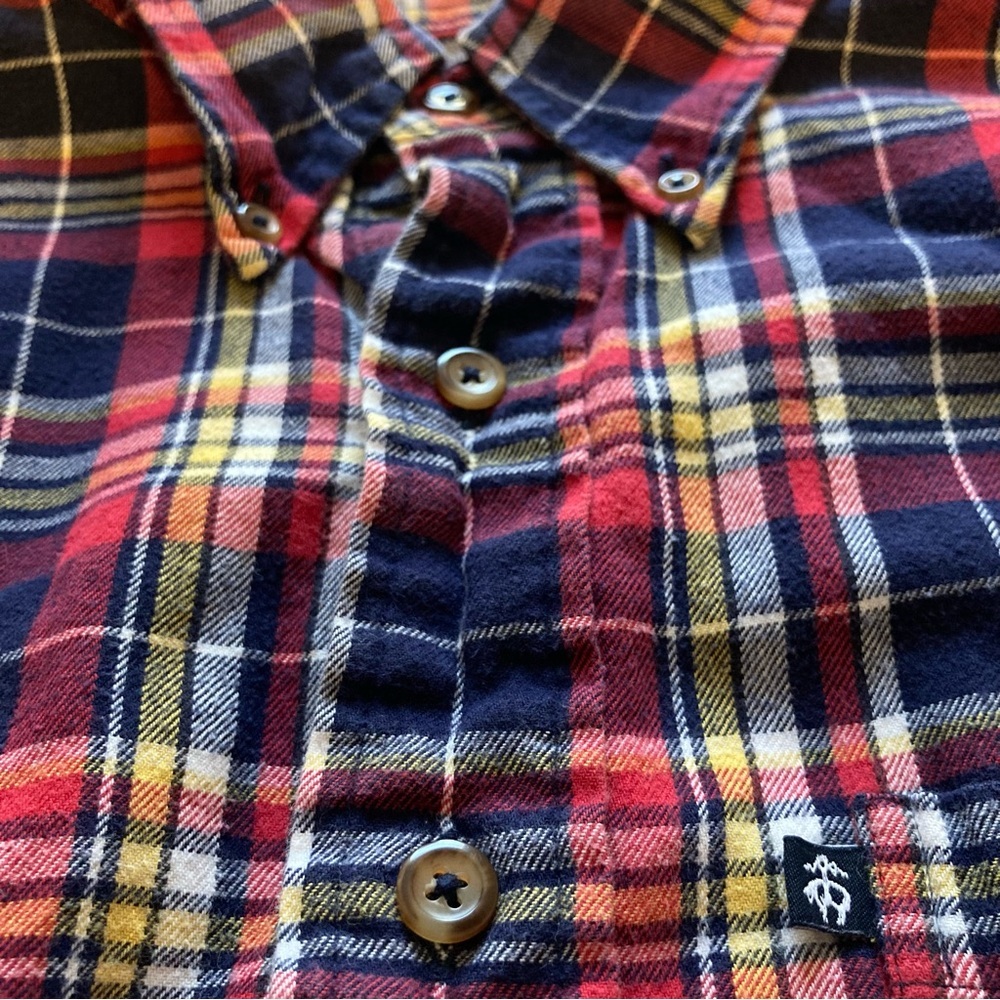 Brooks Brothers 100% Cotton Men's Button Down Blue & Red Plaid Flannel Shirt - Picture 10 of 12